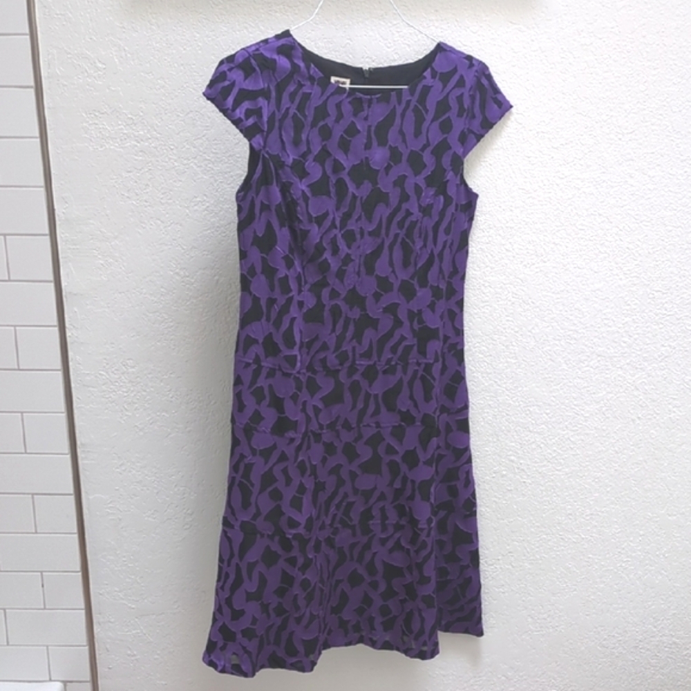 Anne Klein Purple Patterned Mid-length Dress